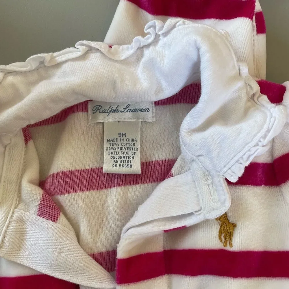 Ralph Lauren Velour Baby Footie size 9m